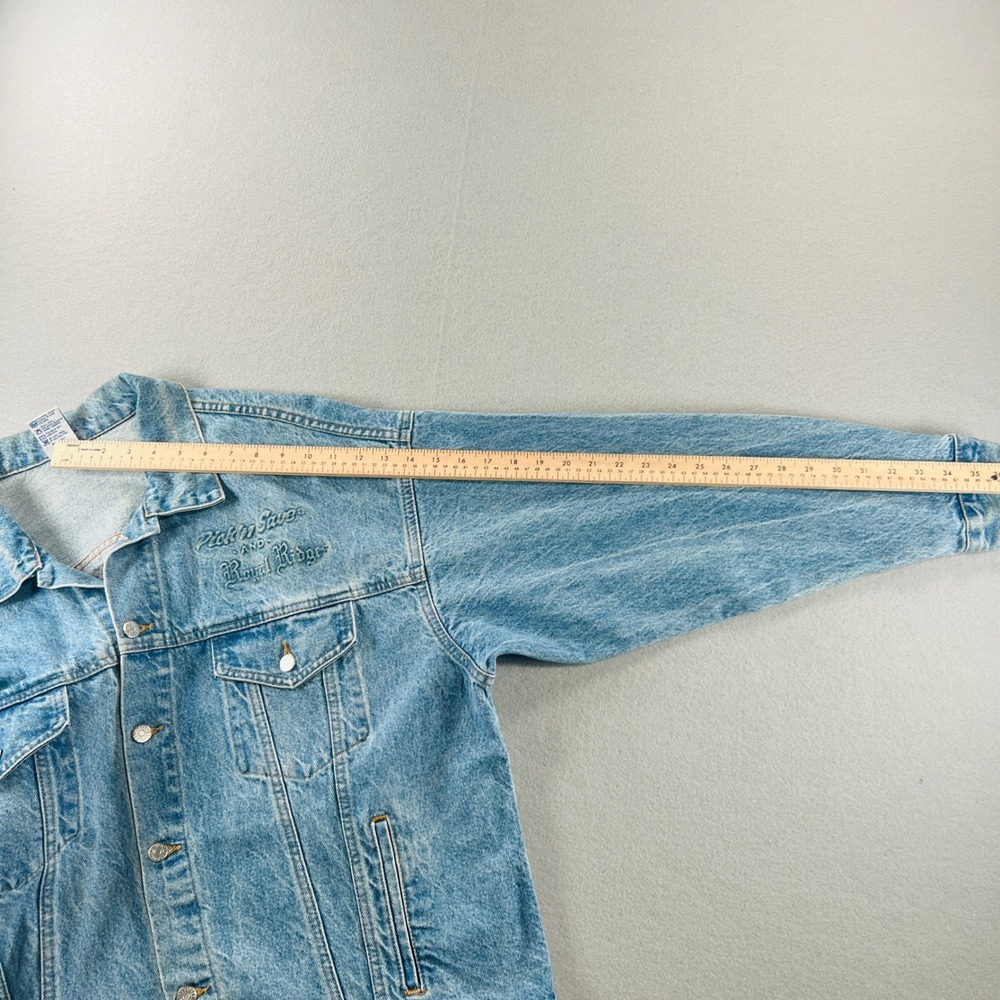 Vintage Denim Trucker Jacket Mens XL Blue Made in USA Pick 'n Save 90s Workwear - Picture 9 of 9